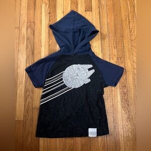 Star Wars Kids Black and Navy Millennium Falcon Hoodie Tee XS